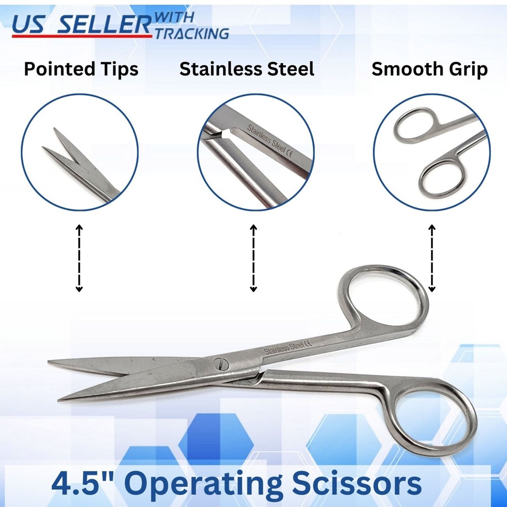 Surgical Operating Dissecting Scissors Standard 4.5" Straight Sharp/Sharp Tools