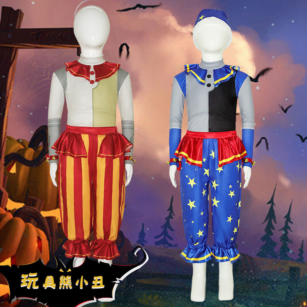 New Kids Sun Moon Clown Freddy Cosplay Costume Jumpsuits Halloween Prop Outfit