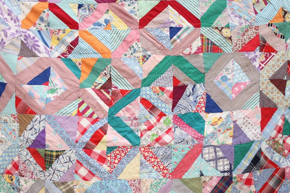 Antique Crazy Abstract Heirloom Patchwork Quilt