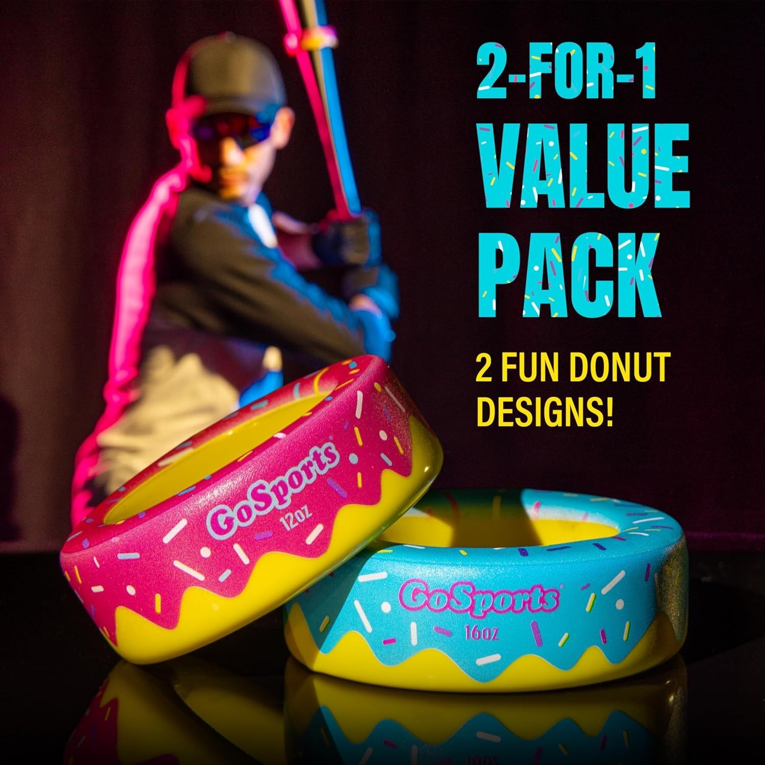 Baseball and Softball Bat Donuts - 2 Pack Baseball Drip Bat Weights - 16 oz &...