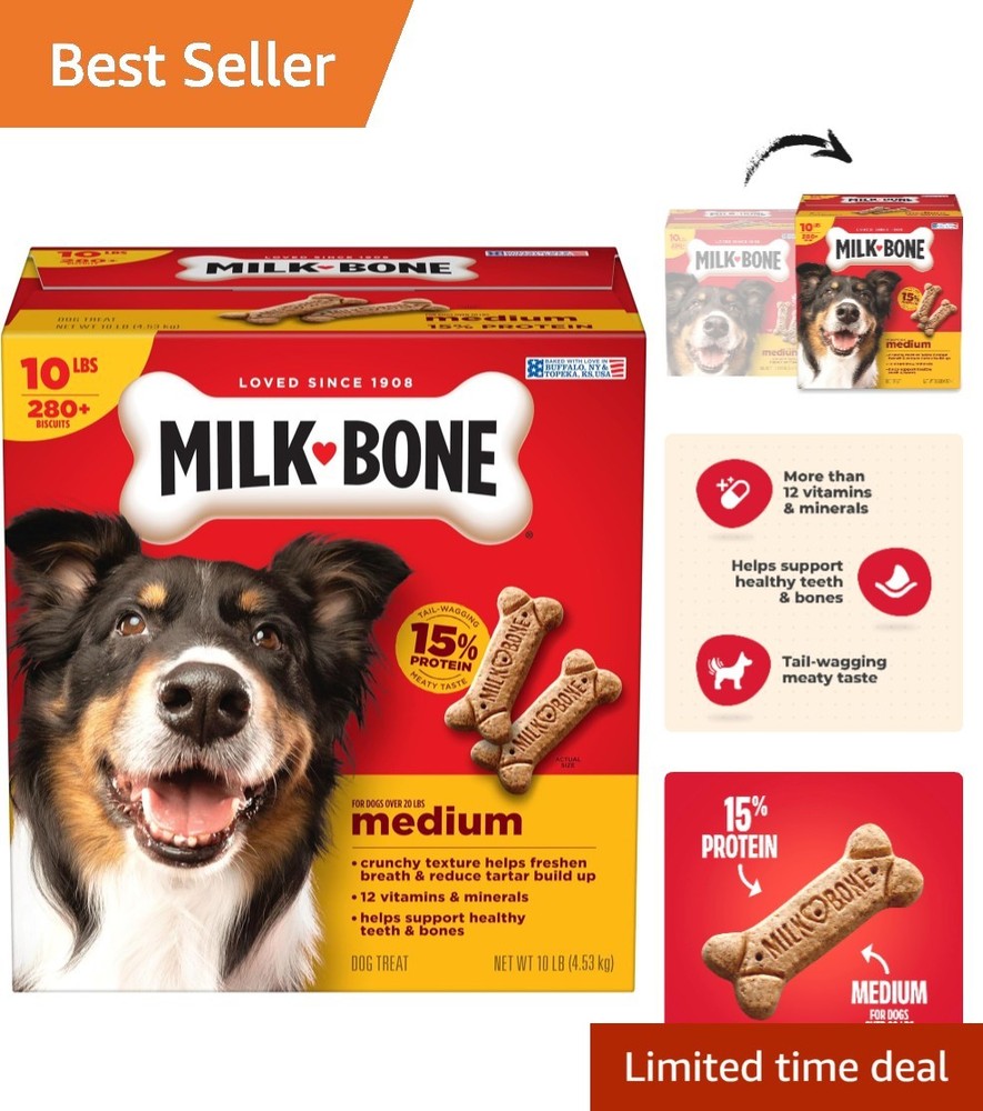 Nutritious 10 lb Beef-Flavored Biscuits for Medium Dogs - Rawhide-Free