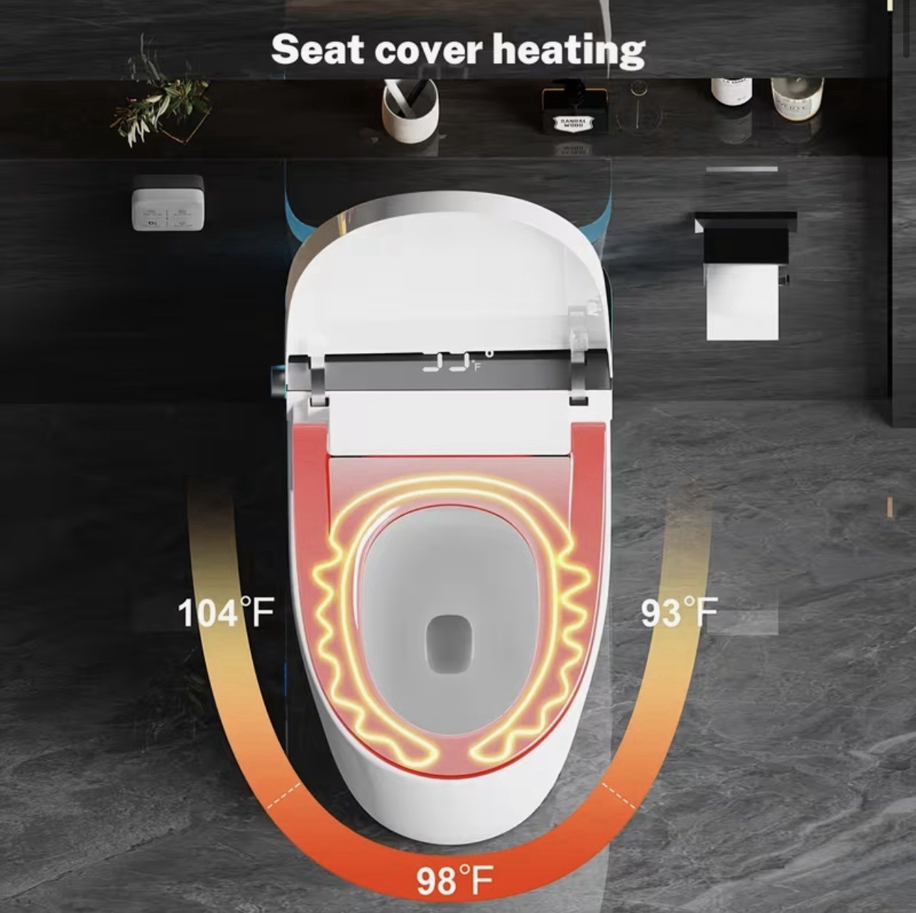 Modern Smart Toilet with Manual Flip Lid, Adjustable Remote Control, Heated Seat