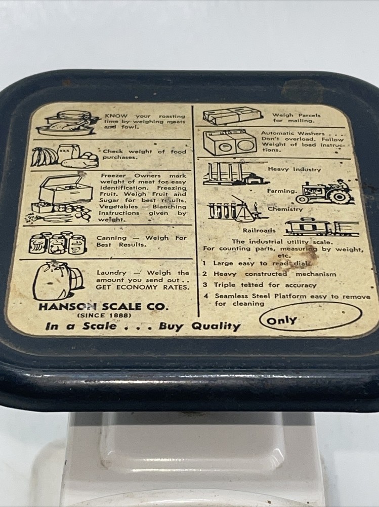 Vintage Hanson Model 2000 Kitchen Utility Scale 25 lb Limit