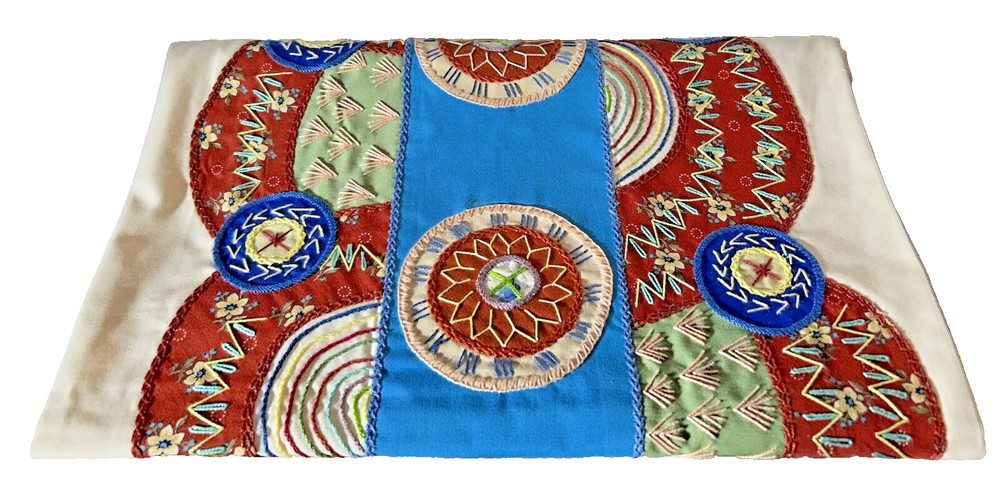 Handmade~Table Runner~Hand Embroidered~Patchwork Table Runner~ 16 .5" X 78"