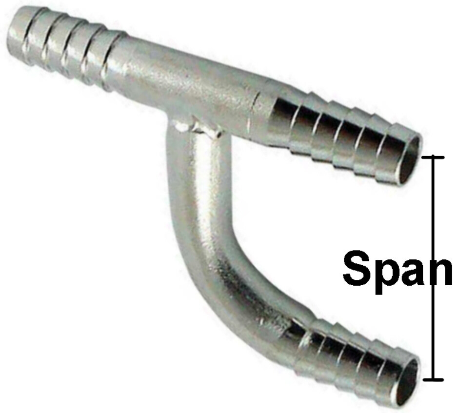 STAINLESS 3/8"  BARBED HOSE J FITTING - ALL FLUIDS - #191