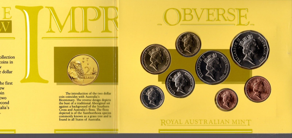 AUSTRALIA 1988 UNCIRCULATED MINT COIN SET KM#MS21 ~A1