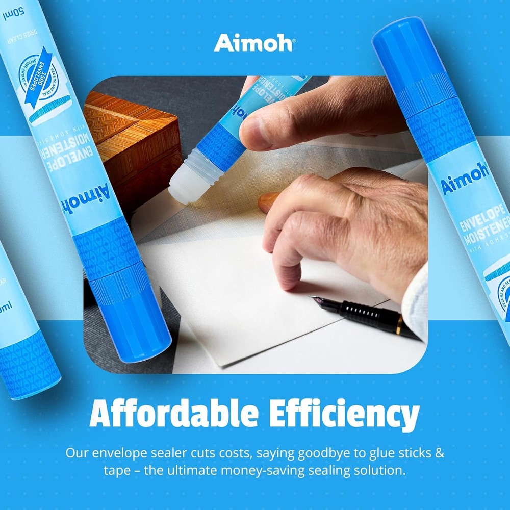Aimoh Envelope Moistener with Adhesive, 4 Count,