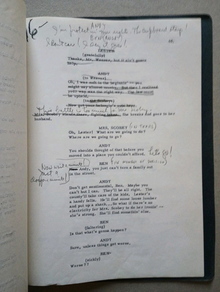 Original ANDY GRIFFITH SHOW TV SCRIPT 'Andy Forecloses' + Handwritten Notes