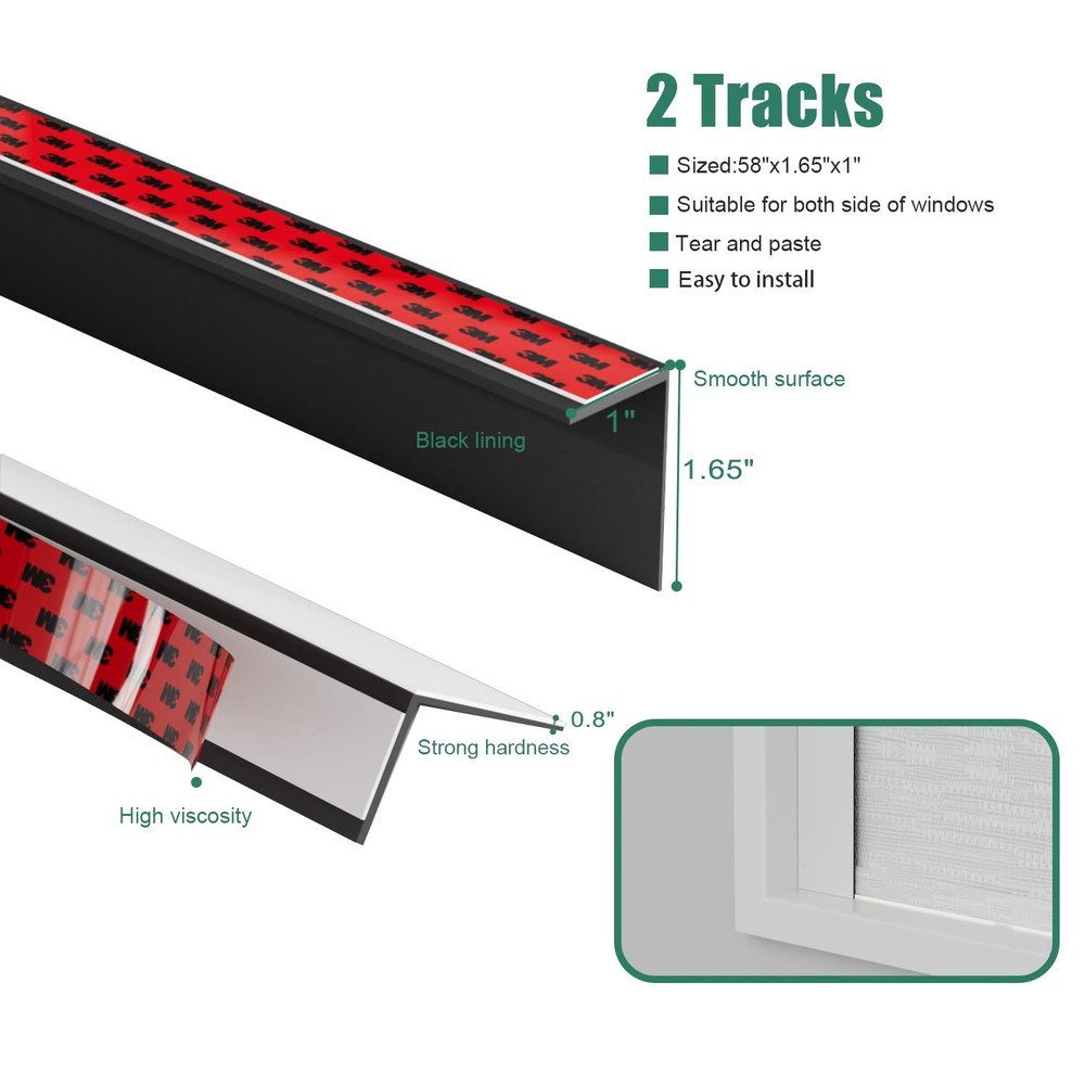 Bliwans Light Blocking Strips for Window Shades and Blinds, 2PCS, White-2pcs