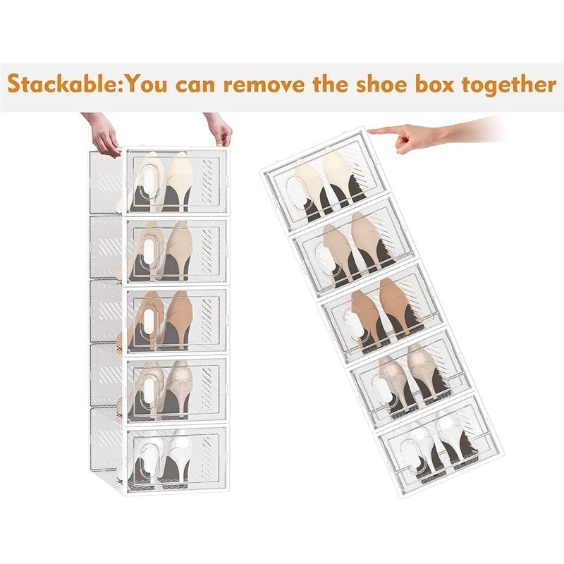 Stackable Shoe Storage Box Magnetic Door Ventilation Aromatherapy Organizer New
