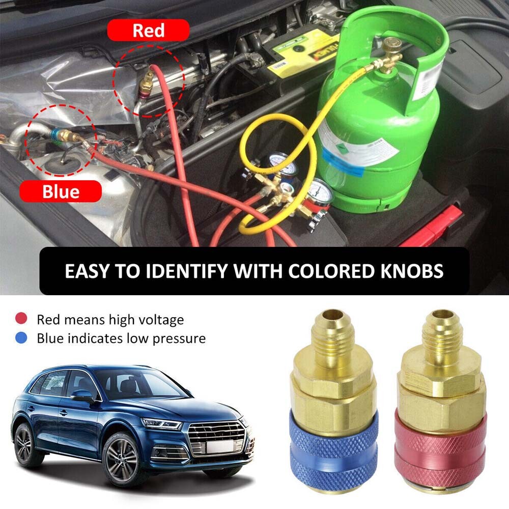 A/C Quick Coupler Adapter Adjustable High Low Side AC HVAC Freon Conversion Kit