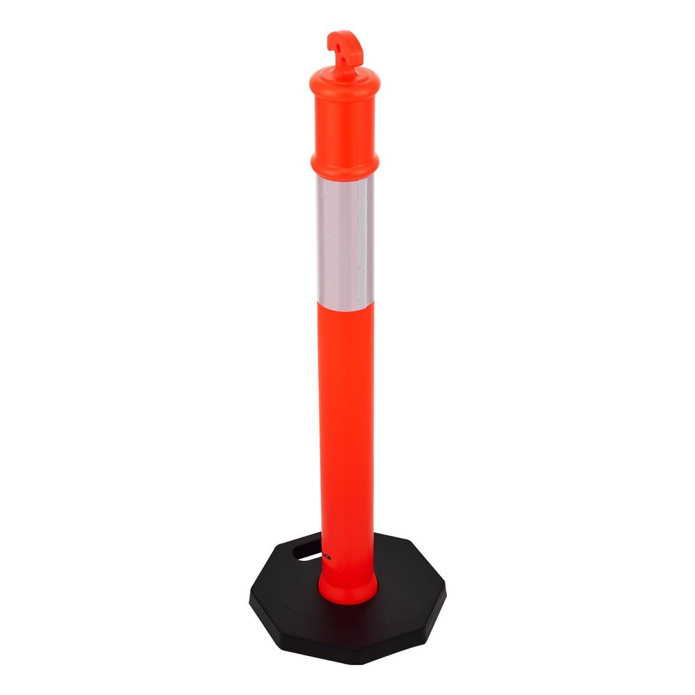48" 6-Pack Delineator Posts with Weighted Base & Reflective Strips - Red