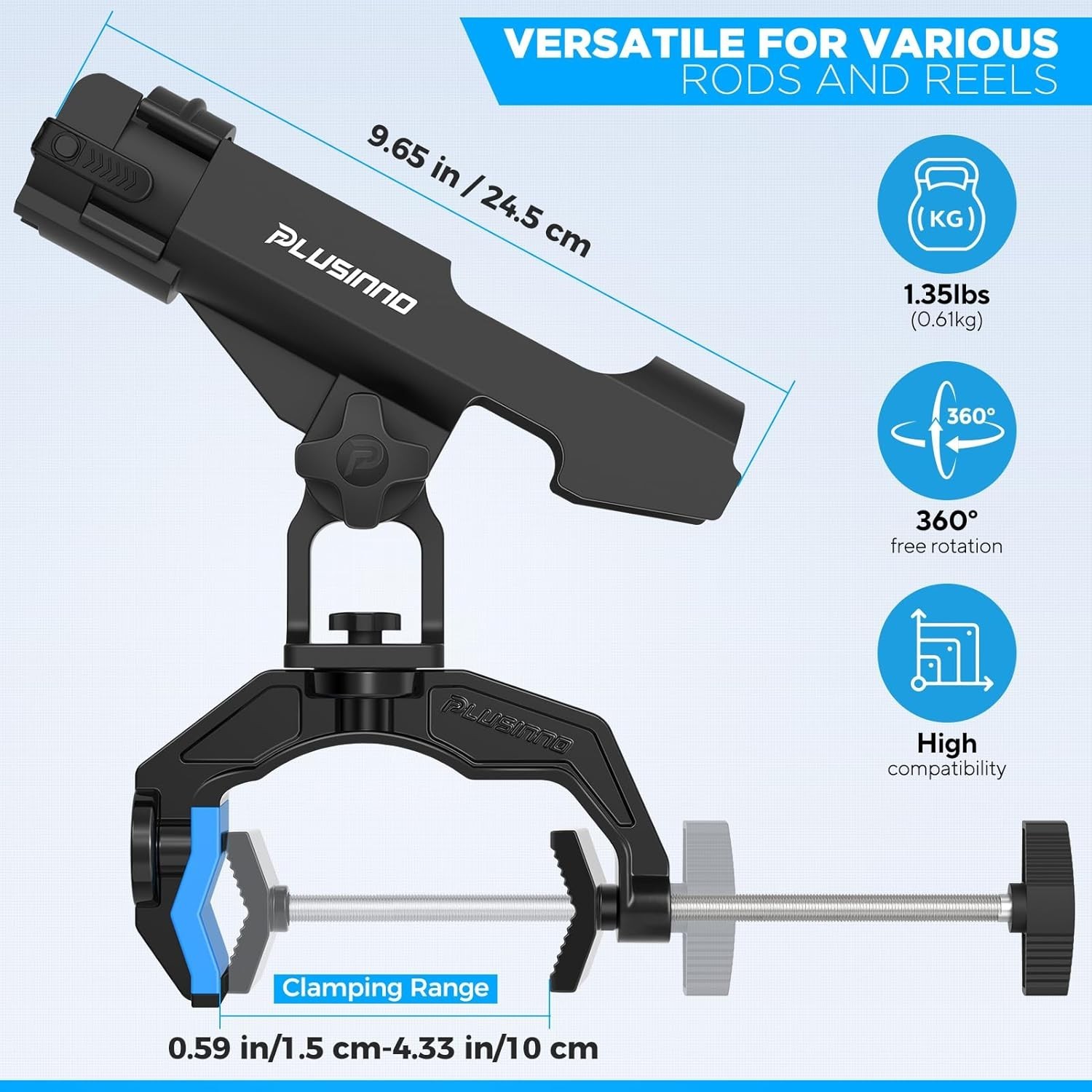 1/2/4 Pack Fishing Rod Holders for Boat, Fishing Rod Holder with Enlarge Clamp,