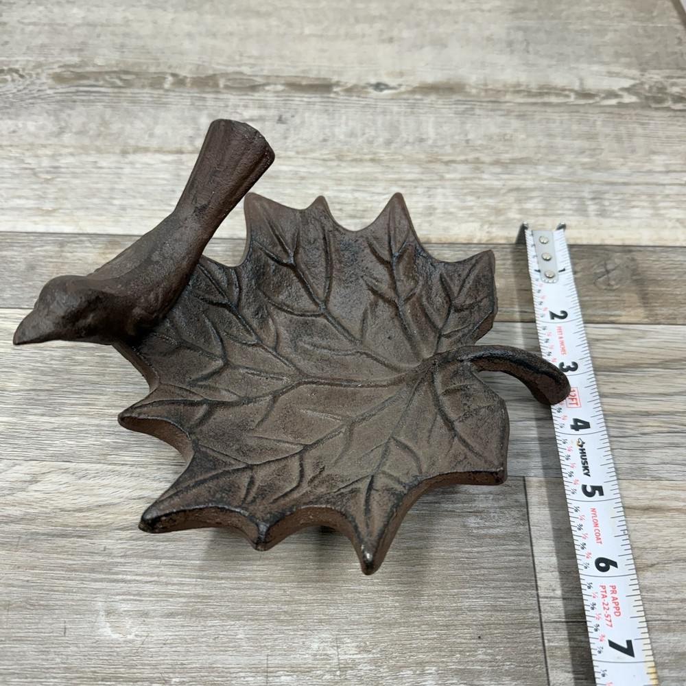 Rustic Cast Iron Bird On A Leaf Birdfeeder.