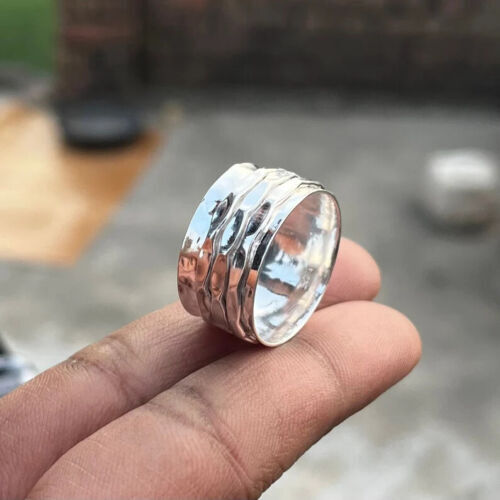 Solid 925 Sterling Silver Band & Statement Spinner Ring Handmade Ring All Size