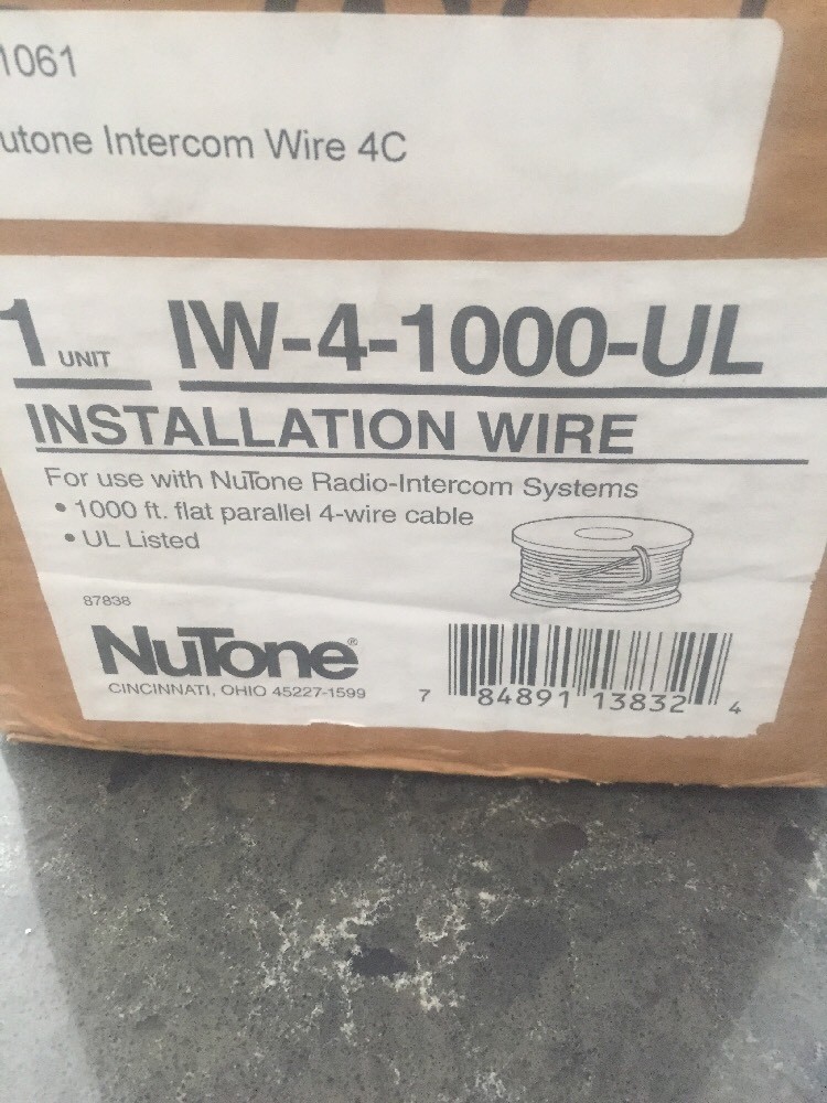 NUTONE IW-4-1000-UL ISTALLATION WIRE 1000FT 4-INTERCOM WIRE CABLE