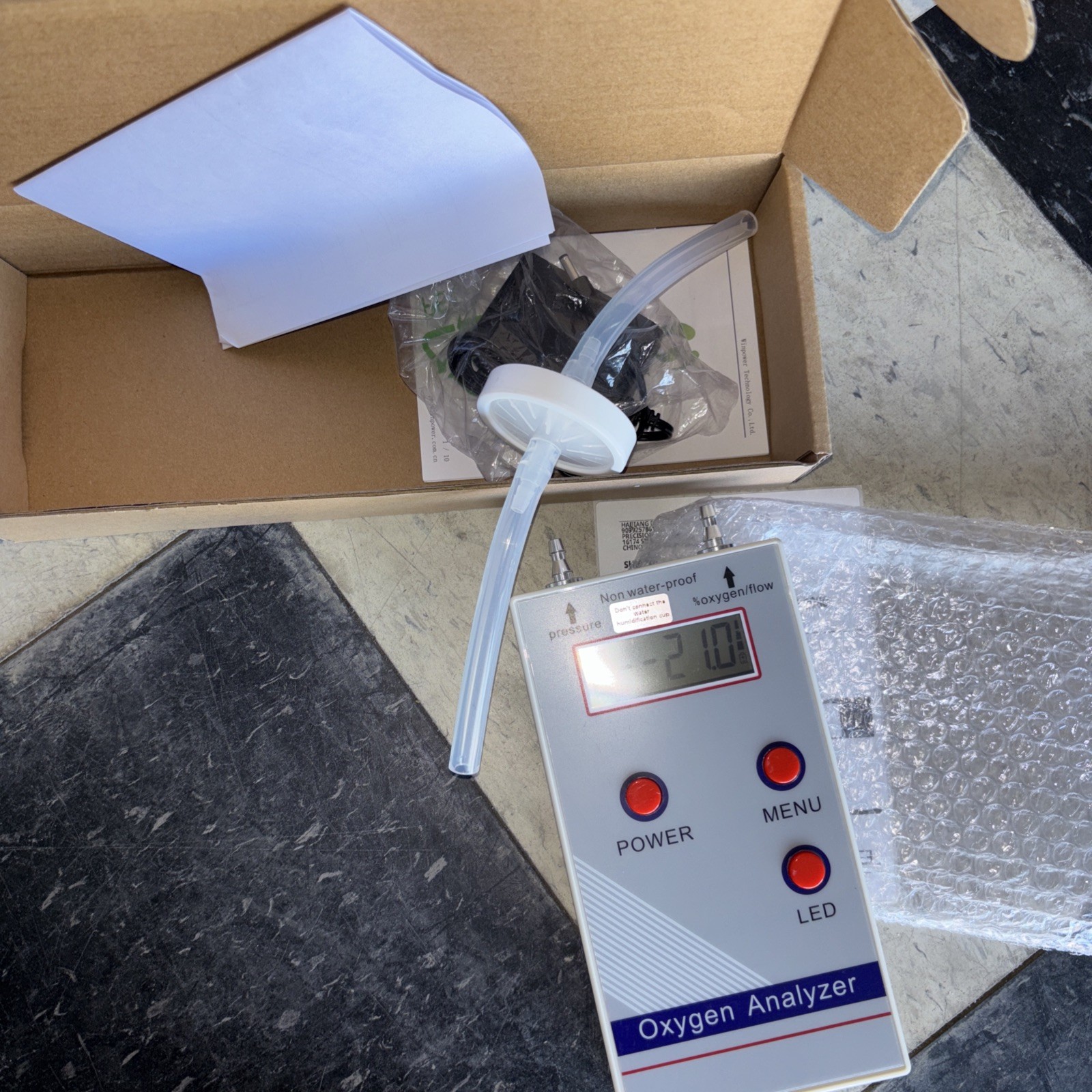 Ultrasonic Oxygen Meter O2 Flow Pressure Digital Readout Oxygen Analyzer