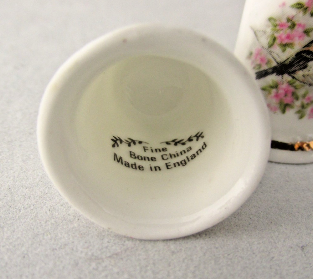 Bone China Thimbles x 6 Birds etc