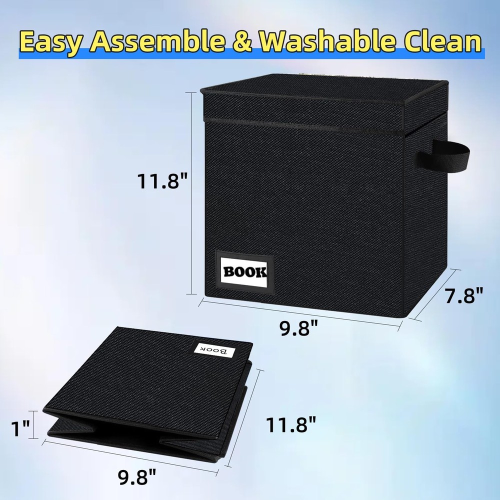 YNSZAS 3 Pack Collection Comic Book Storage Boxes, 3-Pack, Small Black