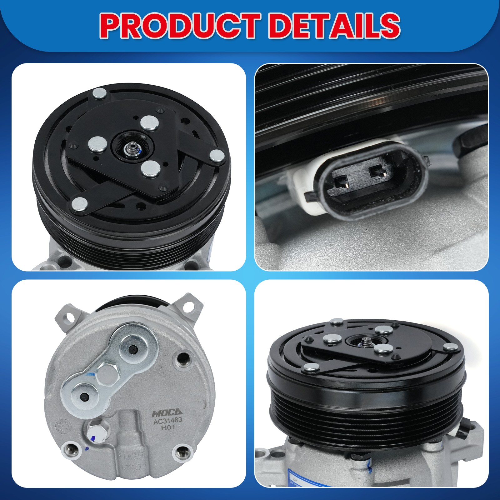 W/6-Groove Pulley A/C Compressor for Buick LeSabre Oldsmobile Pontiac Bonneville