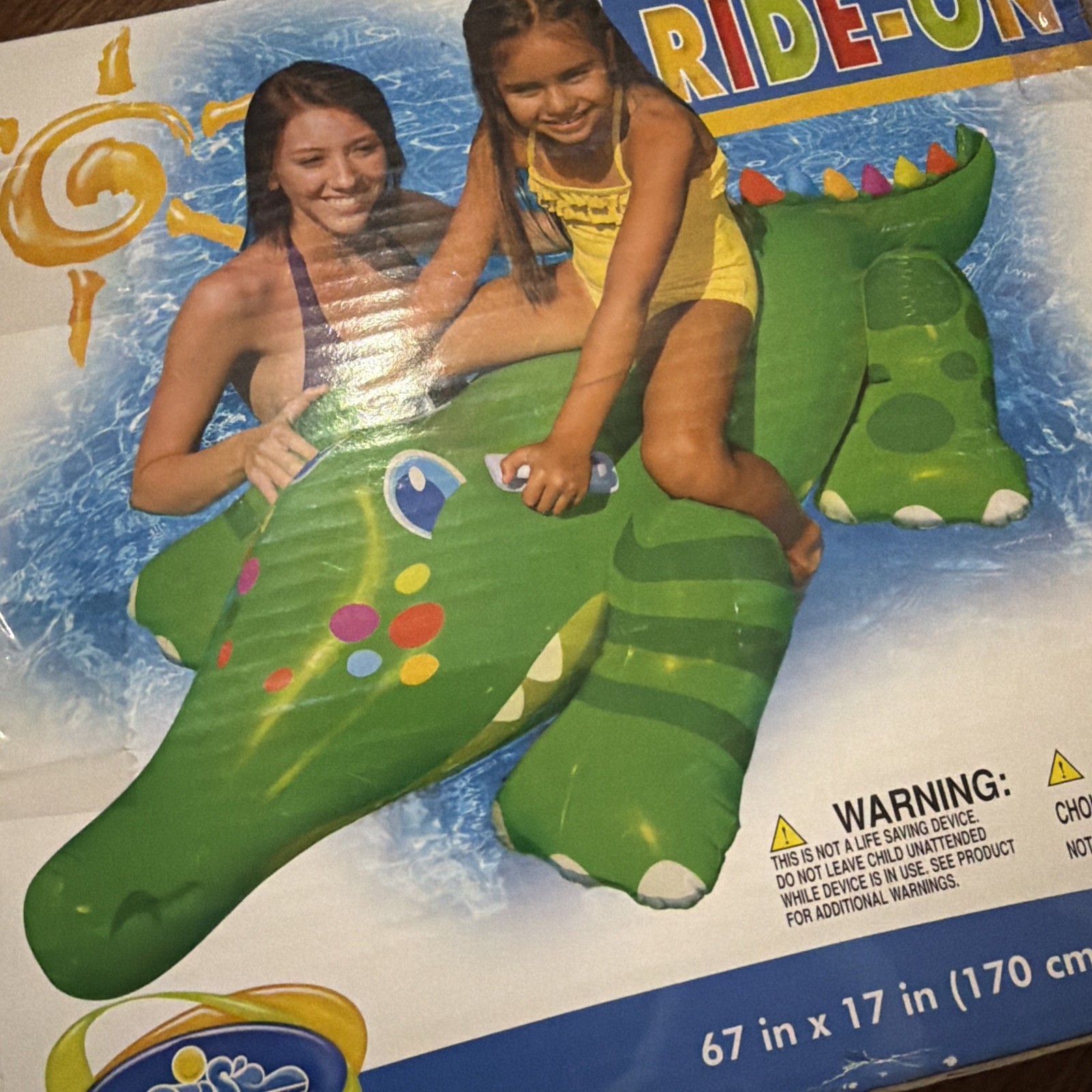 The Wet Set Grinning Gator Ride On Float -67x17” Never Opened - Vintage 2009
