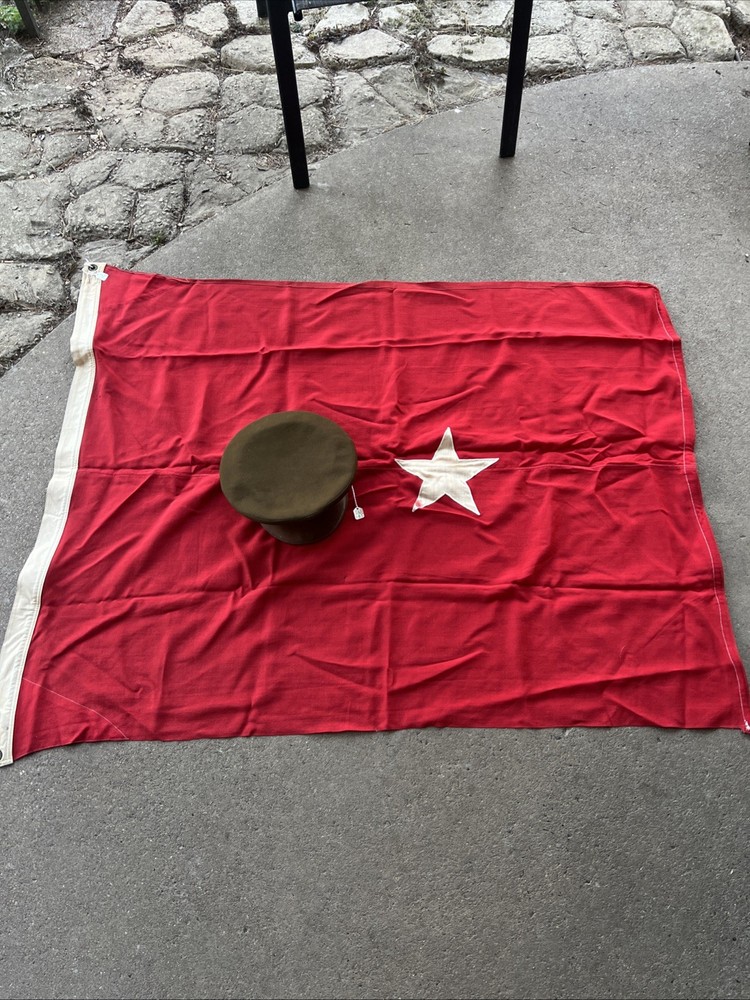 WW2 US Army Brigadier General Flag / OD Visor Hat (BB455