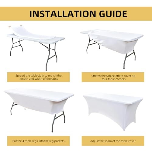 2-Pack 8ft Spandex Table Covers for Rectangle Folding 8-foot | 2-pack White
