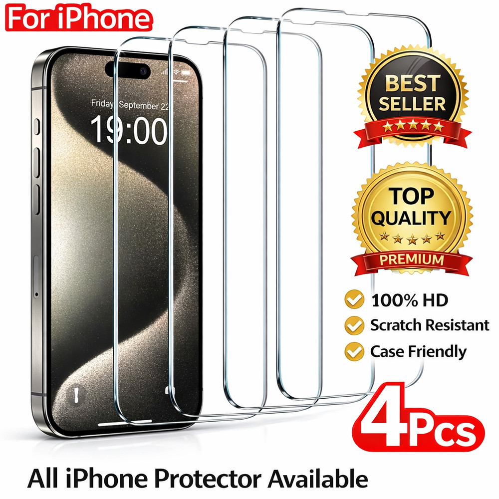 4X Tempered Glass Screen Protector For iPhone