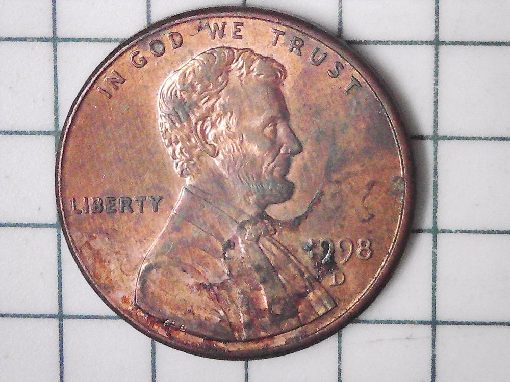 1998-D Lincoln Memorial Cent - Lamination error