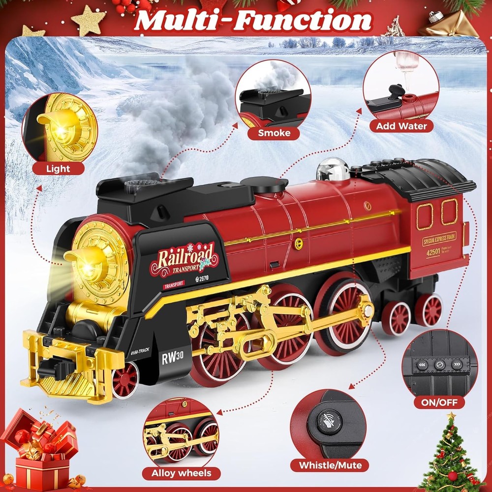Christmas Train Set for around under The Tree, Electric Christmas Tree Train wit