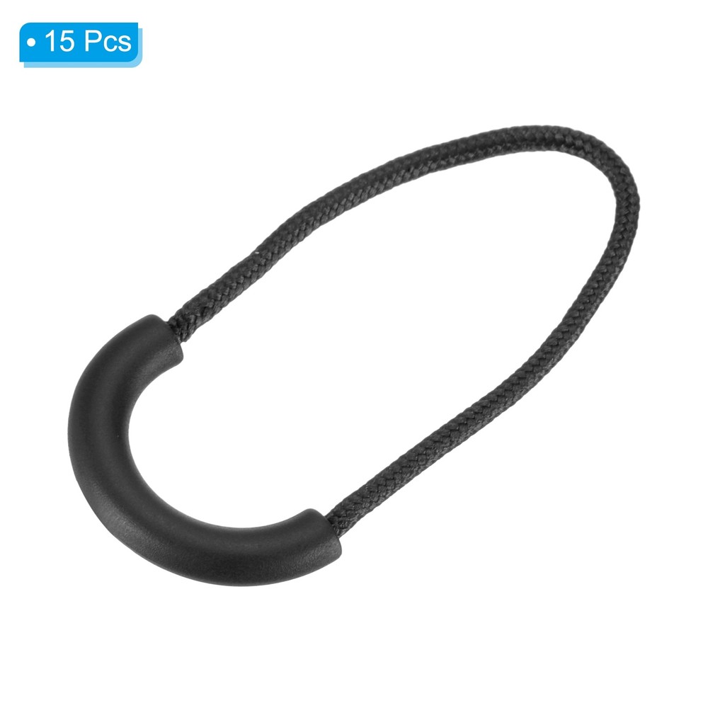 Zipper Pulls Replacement, 15 Pack Extension Cord Handle for Bags, Black