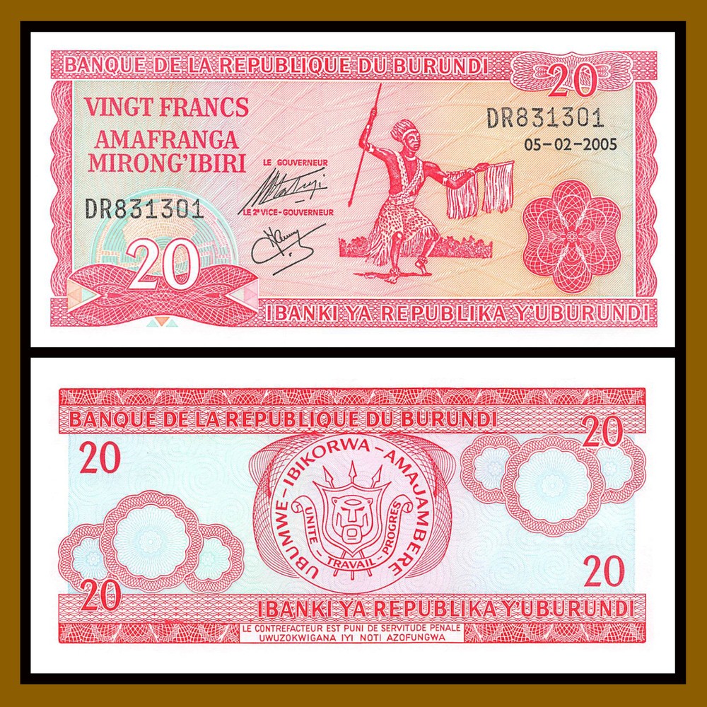 Burundi 20 Francs, 2005 P-27d Unc