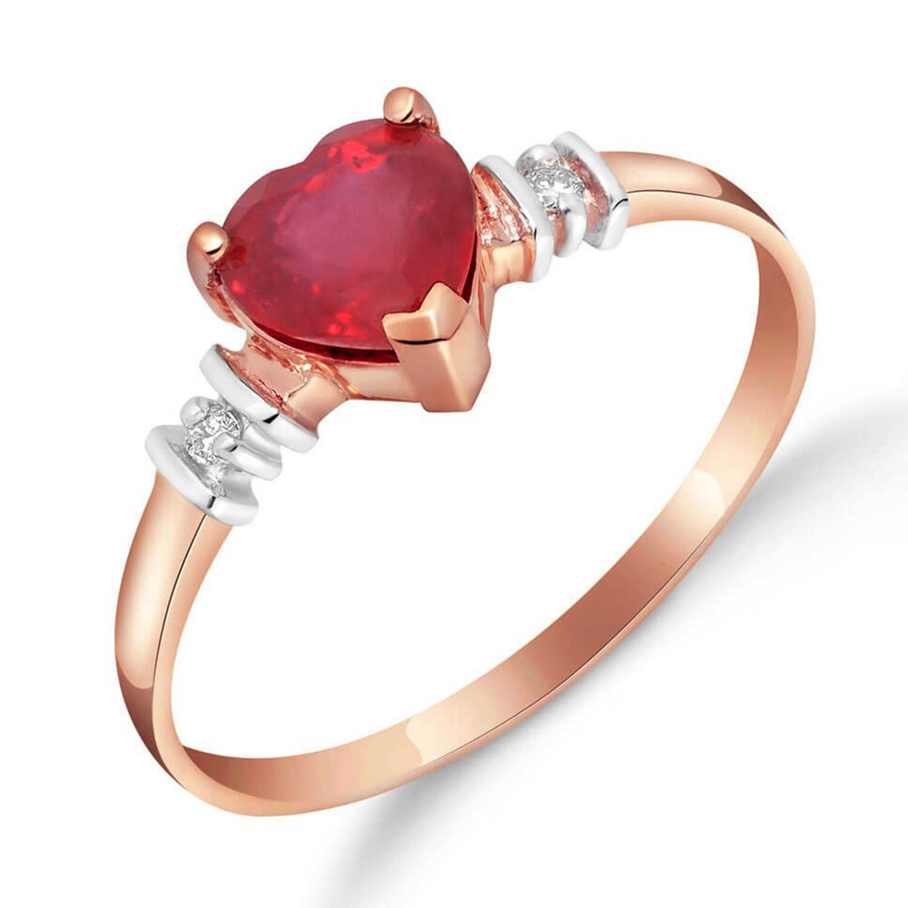 14K. SOLID GOLD RING WITH NATURAL RUBY & DIAMONDS