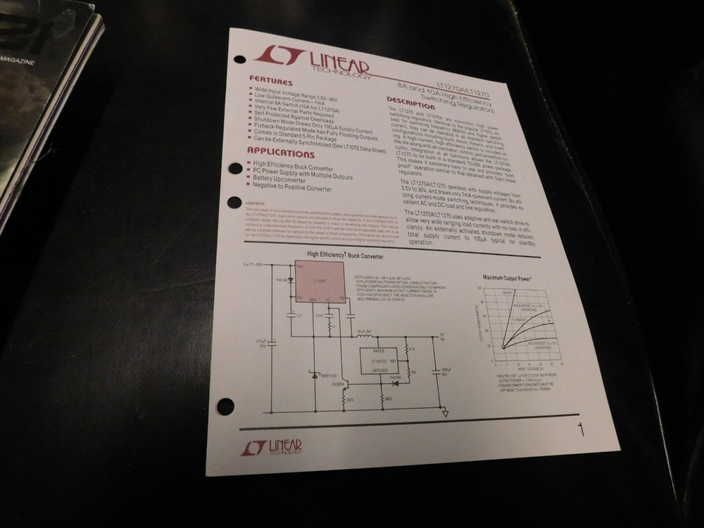 Electronics Specification Guide Application Linear Technology LT1270A