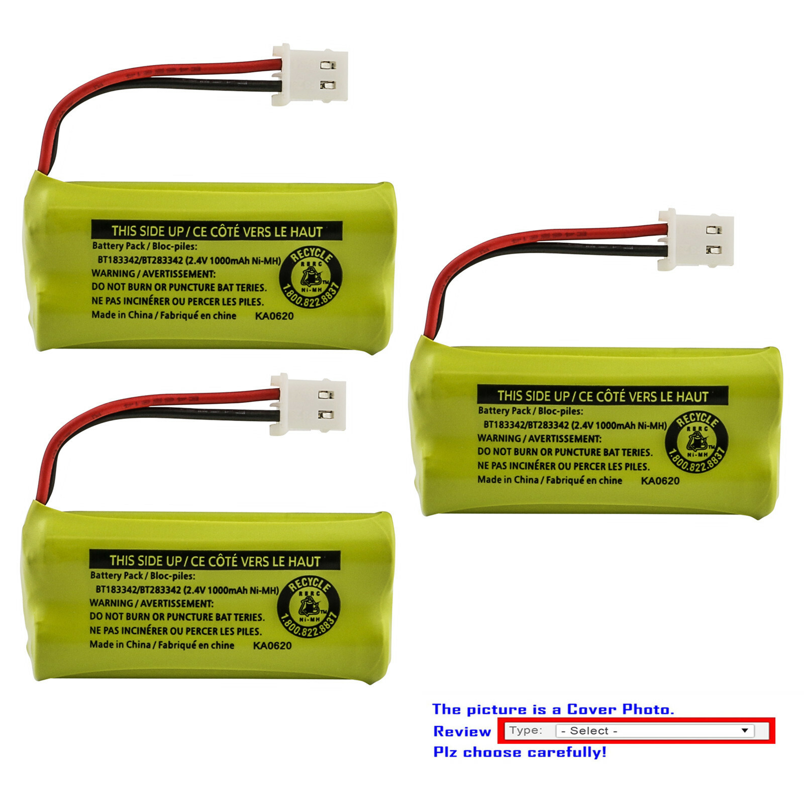 Kastar BT183342 / BT283342 Battery for AT&T CL83507 DECT 6.0 5-Handset Cordless