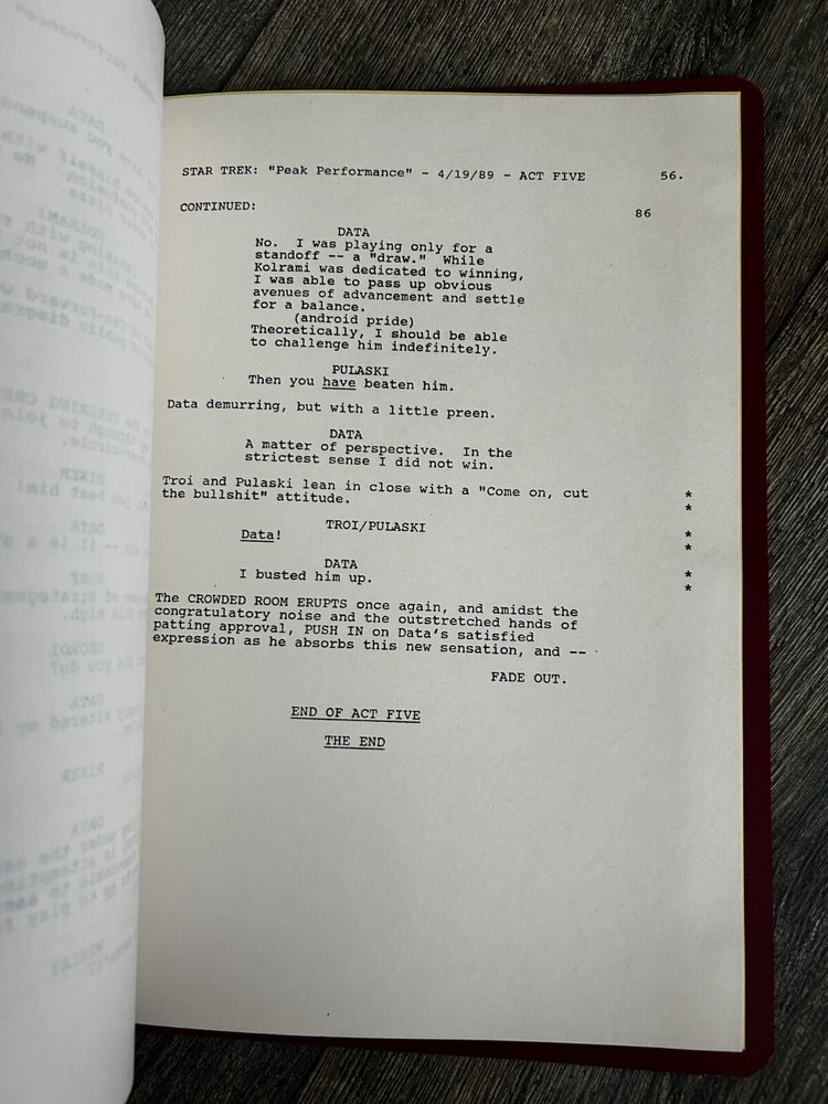 STAR TREK Script The Next Generation Peak Performance 2nd Revised Final Draft