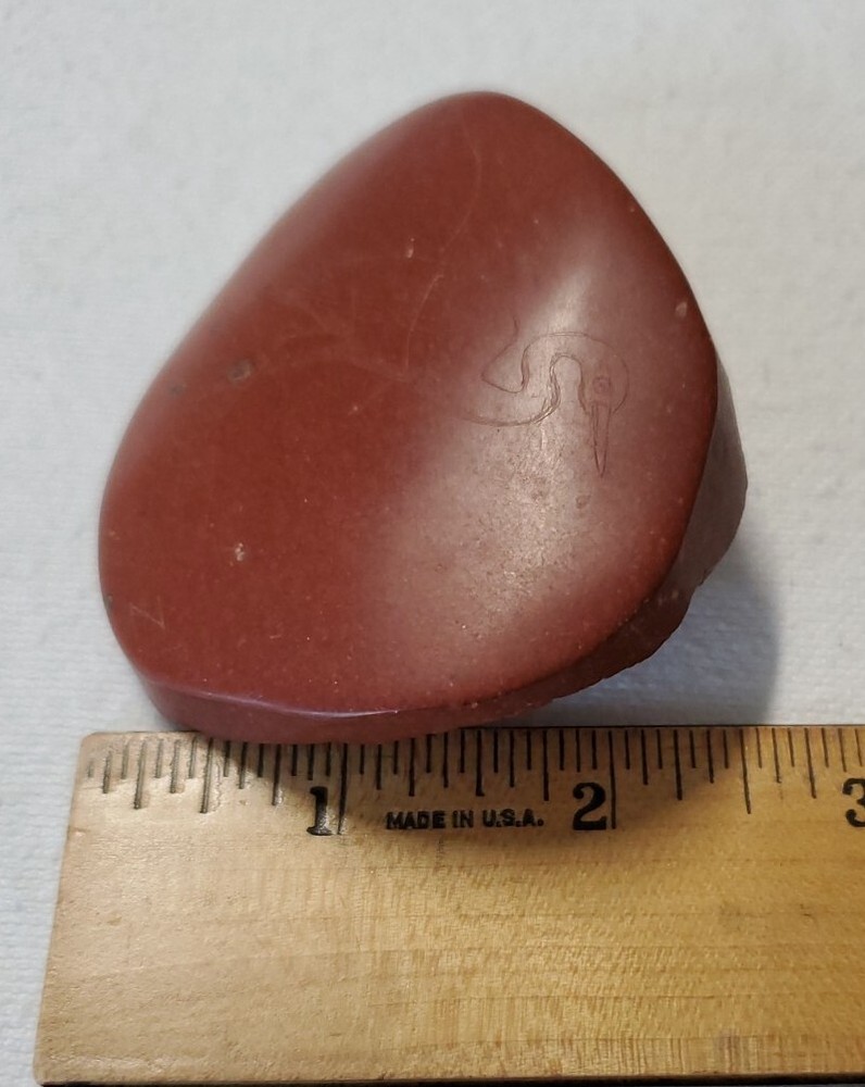 Red Rock Stone Semi Polished With Bird Etching