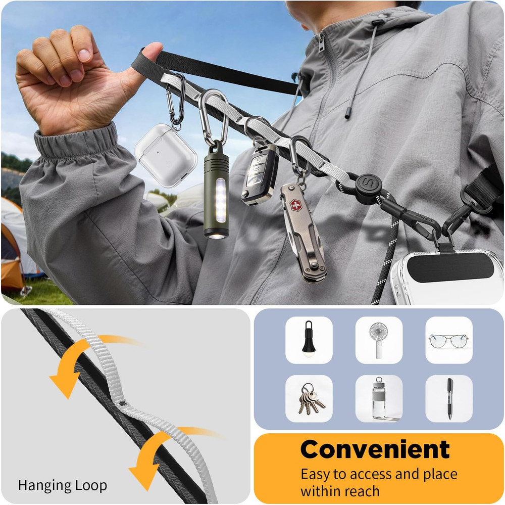 Phone Lanyard Crossbody with Light-Activated Strap, Easy Adjustable Phone Strap