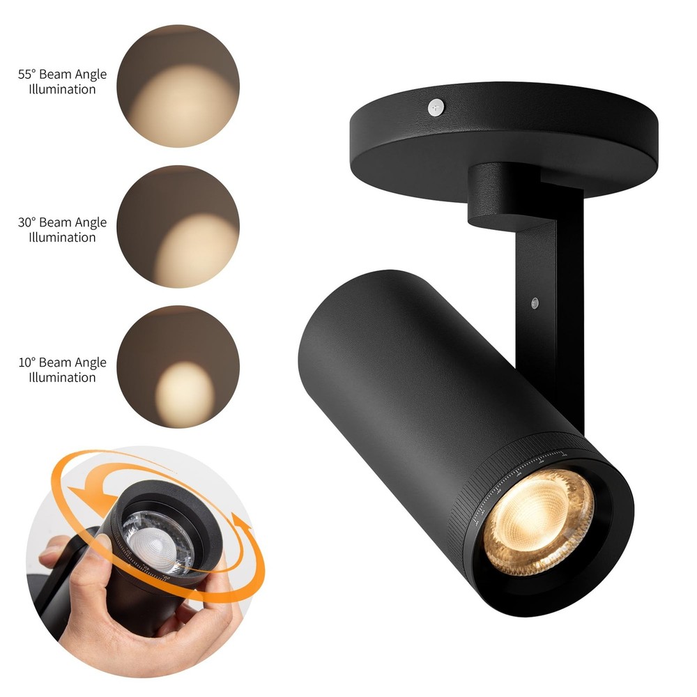 Aisilan 12W LED Zoomable Ceiling Spotlight, Dimmable Surface Mount Adjustable...