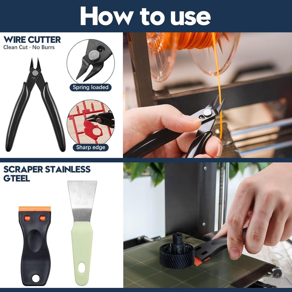 3D Printer Tools Kit, 46Pcs 3D Printer Accessories & Cleaning Kit for All FDM/SL