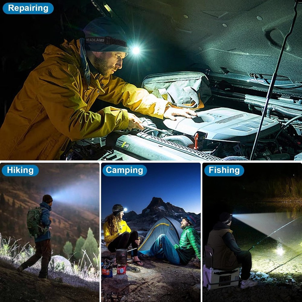 LED Head Lamp with 3 Modes, 90°Adjustable Head Lights for Forehead, IPX6
