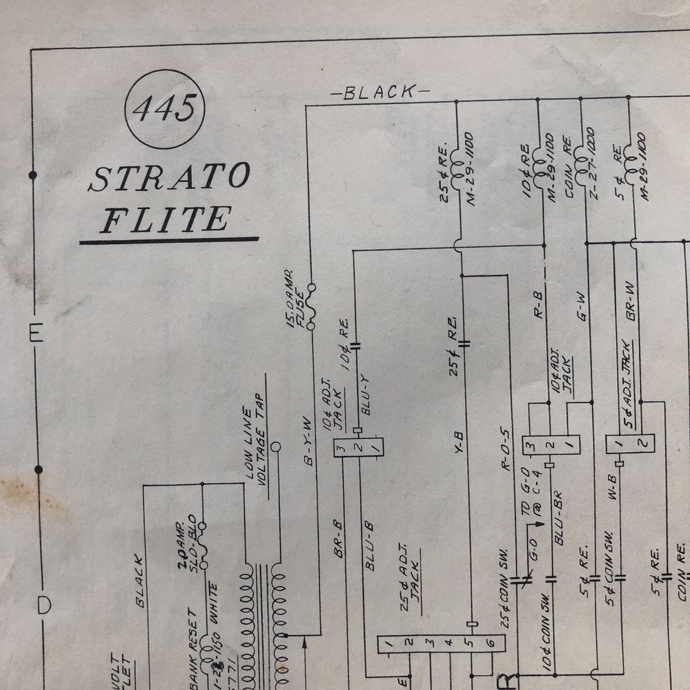williams 1974 strato flight pinball machine schematic