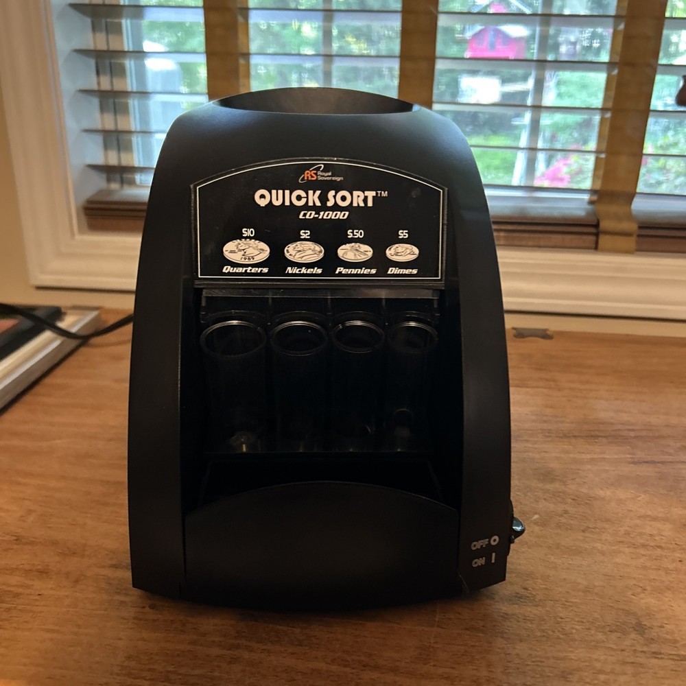 Quick Sort CO-1000 Coin Sorter With Tubes + Overflow tray