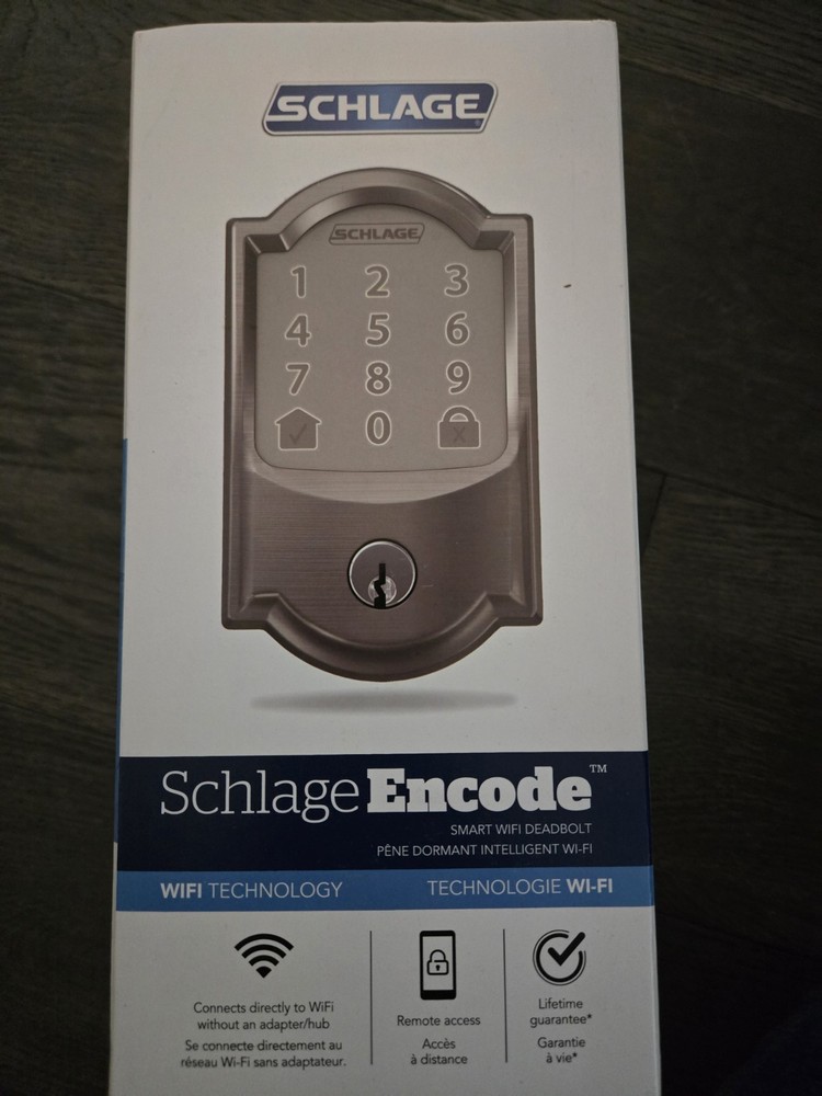 Schlage Encode Wi-Fi Deadbolt Be489wb Cam 619