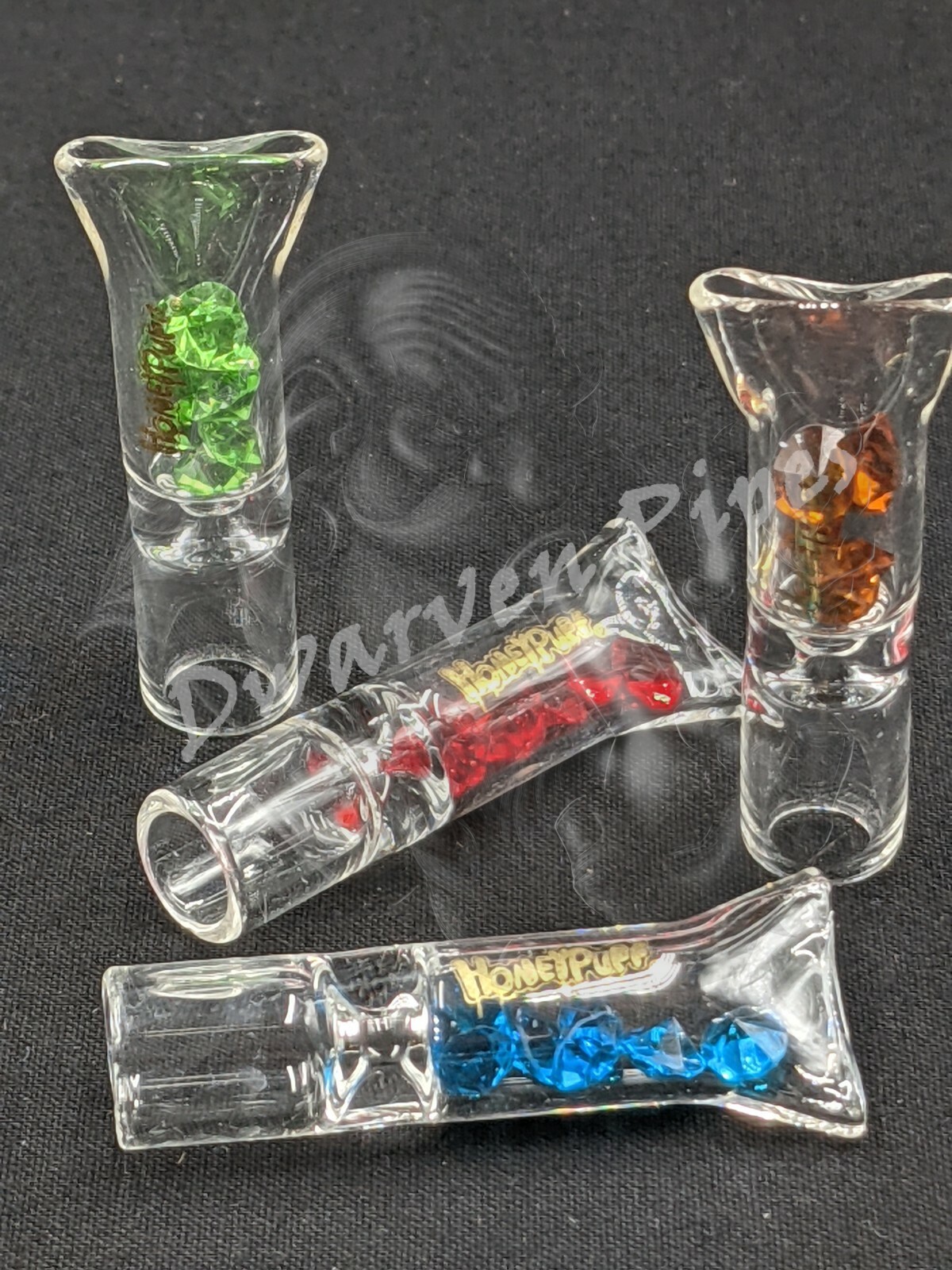 2 Pack: Glass Filter Tips with Diamond Style Pieces for Smoking - Pinched Lip