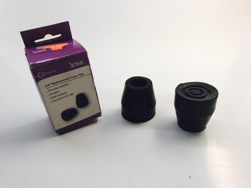 2 Pack Walker Replacement Tips with Metal Insert Black 1/2” OD