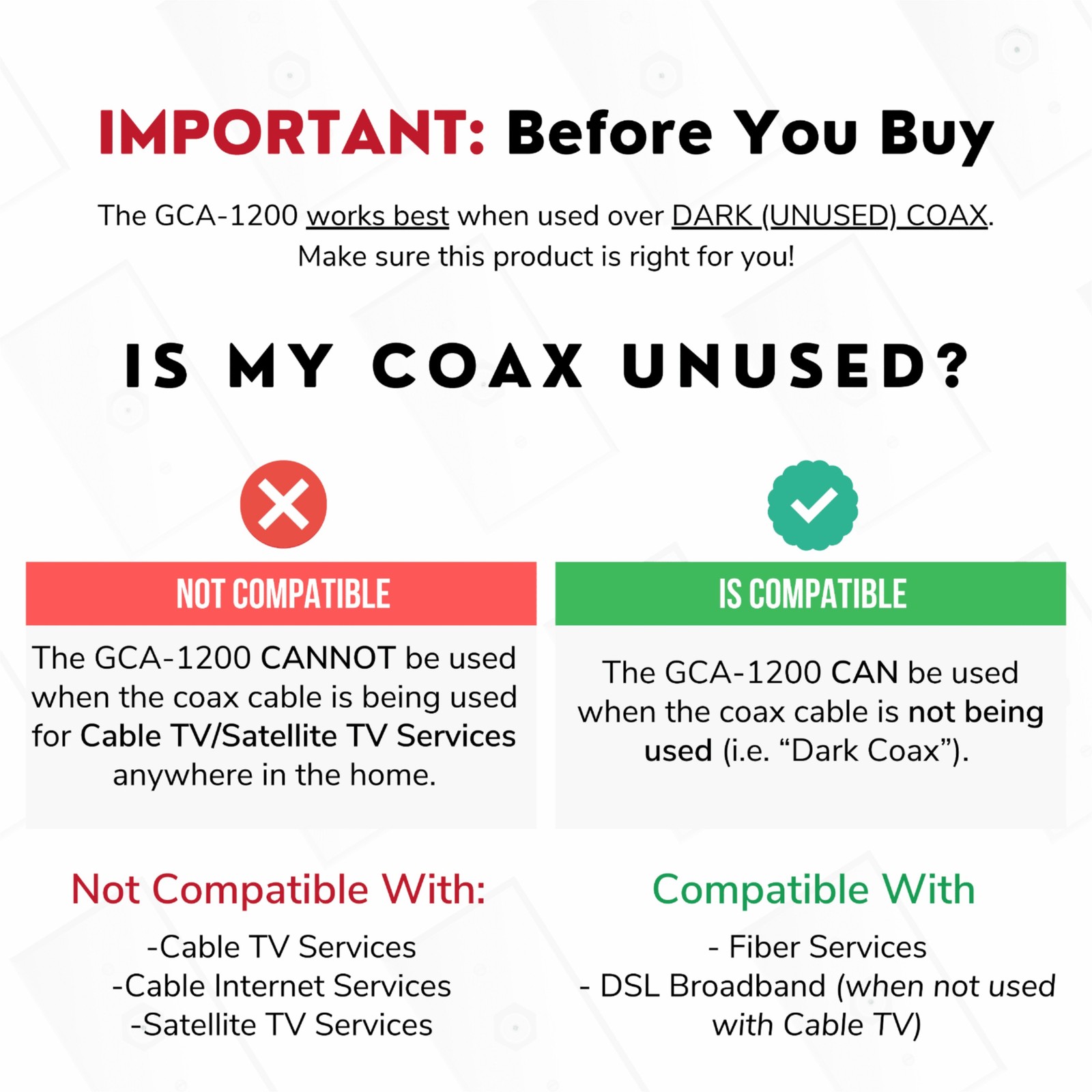 NexusLink GCA-1200-KIT G.hn Ethernet over Coax Adapter 1200Mbps