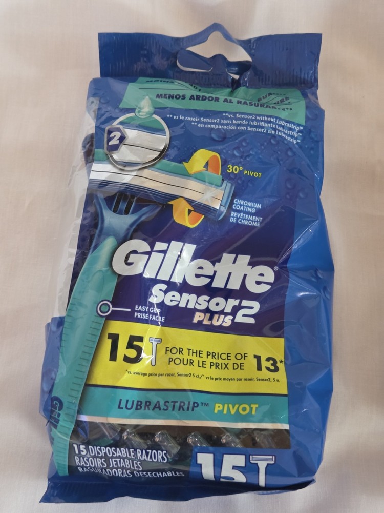 Gillette Sensor2 Plus Disposable Razors 15 Count New