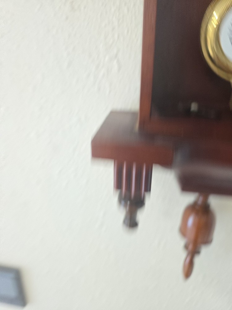 R&A Wind Up Movement Wood & Glass Pendulum Wall Clock Fully Functional