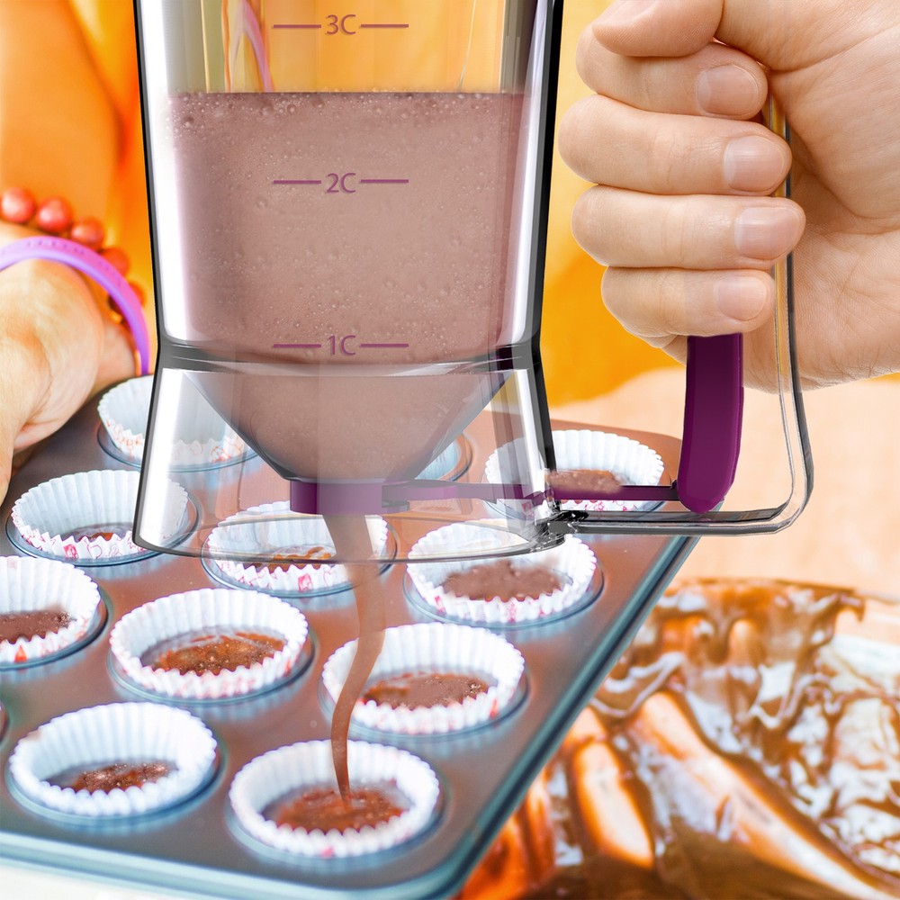 Chef Buddy Pancake Batter Dispenser Kitchen Measuring Baking Tools Holds 4 Cups